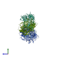 PDB entry 2g63 coloured by chain, side view.