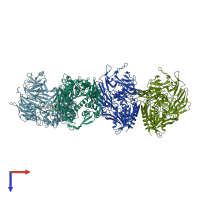 PDB entry 2g63 coloured by chain, top view.