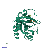 PDB entry 2g6b coloured by chain, side view.