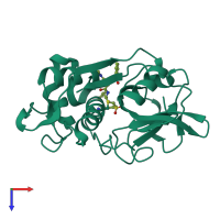 Monomeric assembly 1 of PDB entry 2g6d coloured by chemically distinct molecules, top view.
