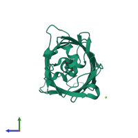 PDB entry 2g6e coloured by chain, side view.