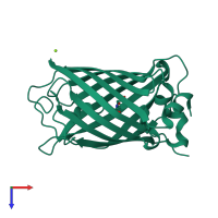 PDB entry 2g6e coloured by chain, top view.