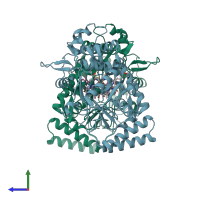 PDB entry 2g6j coloured by chain, side view.