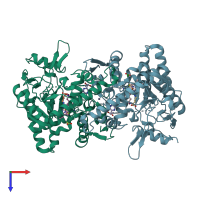 PDB entry 2g6j coloured by chain, top view.