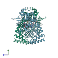 PDB entry 2g6l coloured by chain, side view.