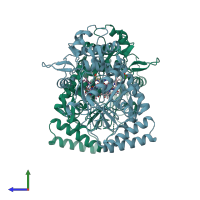 PDB entry 2g6n coloured by chain, side view.