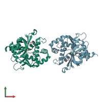 PDB entry 2g72 coloured by chain, front view.