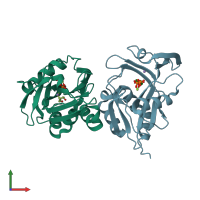 PDB entry 2g73 coloured by chain, front view.
