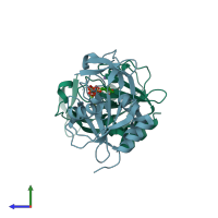 PDB entry 2g73 coloured by chain, side view.