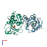 PDB entry 2g73 coloured by chain, top view.
