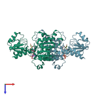 PDB entry 2g76 coloured by chain, top view.