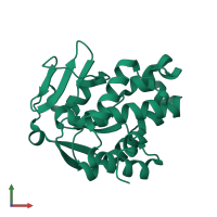 PDB entry 2g7e coloured by chain, front view.