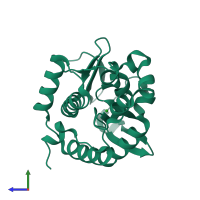 PDB entry 2g7e coloured by chain, side view.