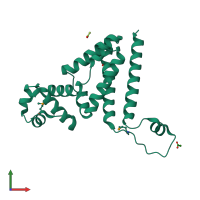 PDB entry 2g7g coloured by chain, front view.