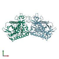 PDB entry 2g7q coloured by chain, front view.