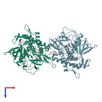 PDB entry 2g7q coloured by chain, top view.