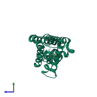 PDB entry 2g7s coloured by chain, side view.
