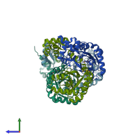 PDB entry 2g7u coloured by chain, side view.