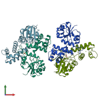 PDB entry 2g80 coloured by chain, front view.