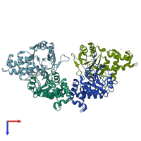 PDB 2g80 coloured by chain and viewed from the top.