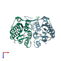 PDB entry 2g84 coloured by chain, top view.