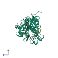 PDB entry 2g8e coloured by chain, side view.