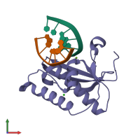 PDB entry 2g8f coloured by chain, front view.