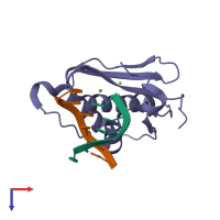 PDB entry 2g8f coloured by chain, top view.