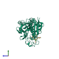 PDB entry 2g8j coloured by chain, side view.