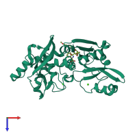 PDB entry 2g8j coloured by chain, top view.