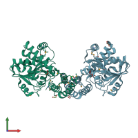 PDB entry 2g8l coloured by chain, front view.
