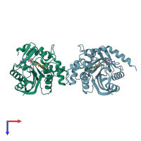 PDB entry 2g8n coloured by chain, top view.