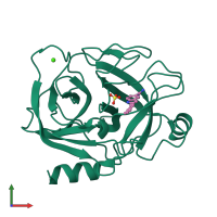 PDB entry 2g8t coloured by chain, front view.