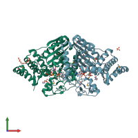 PDB entry 2g8y coloured by chain, front view.