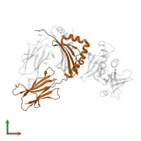 HLA class II histocompatibility antigen, DRB1 beta chain in PDB entry 2g9h, assembly 1, front view.