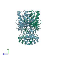 PDB entry 2g9i coloured by chain, side view.