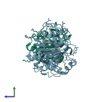 PDB entry 2g9n coloured by chain, side view.