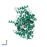 PDB entry 2g9q coloured by chain, side view.