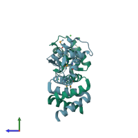 PDB entry 2g9w coloured by chain, side view.