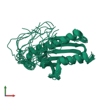 PDB entry 2ga5 coloured by chain, ensemble of 20 models, front view.
