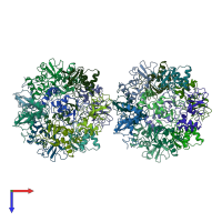 PDB entry 2ga6 coloured by chain, top view.