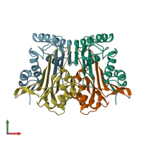 PDB entry 2gac coloured by chain, front view.