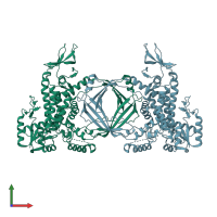 PDB entry 2gai coloured by chain, front view.