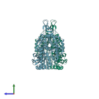 PDB entry 2gai coloured by chain, side view.