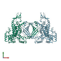 PDB entry 2gaj coloured by chain, front view.
