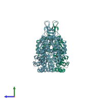 PDB entry 2gaj coloured by chain, side view.