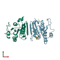 PDB entry 2gao coloured by chain, front view.