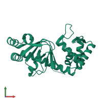 PDB entry 2gau coloured by chain, front view.