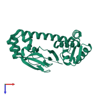 PDB entry 2gau coloured by chain, top view.