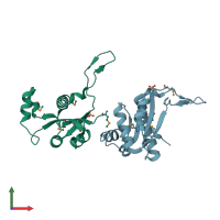 PDB entry 2gax coloured by chain, front view.